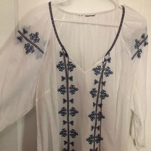 Plus embroidered peasant top